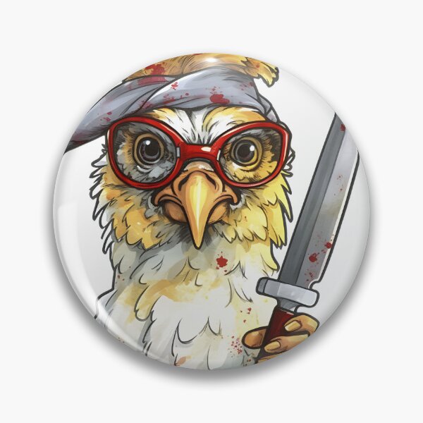 Item preview,  Comic chicken chick with a knife. Meme chicken designed and sold by Anastasiia Yurevych.