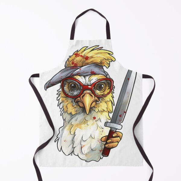 Item preview, Comic chicken chick with a knife. Meme chicken designed and sold by Anastasiia Yurevych.
