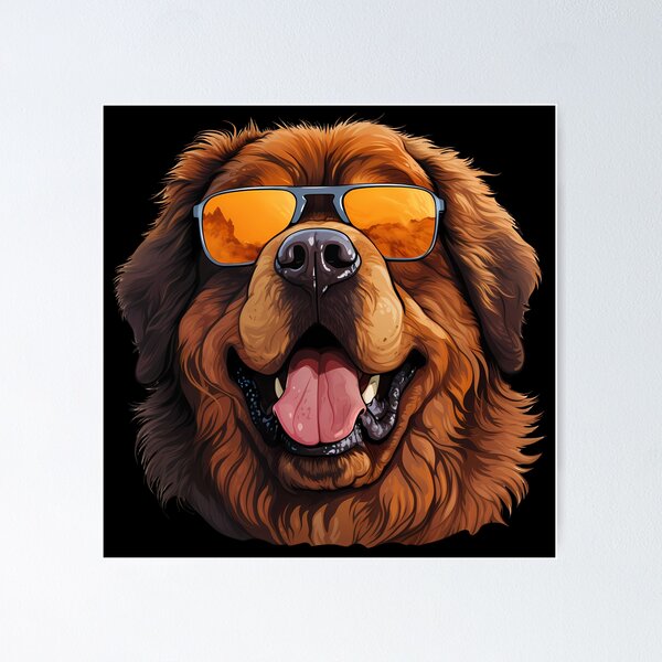 Aperçu de l'œuvre Heureux dogue tibétain portant des lunettes de soleil créée et vendue par paniplex.