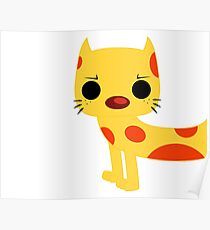Chibi CAT Catdog - Cat, Dog, Cute, Yellow, Orange, Purple, 90s, Cartoon, TV, Fan, Fandom, Vintage, Retro, Inspired, Geek, Nerdy, Nerd, Funny, Humor, Fun, Silly, Funky, Fresh, Simple Poster
