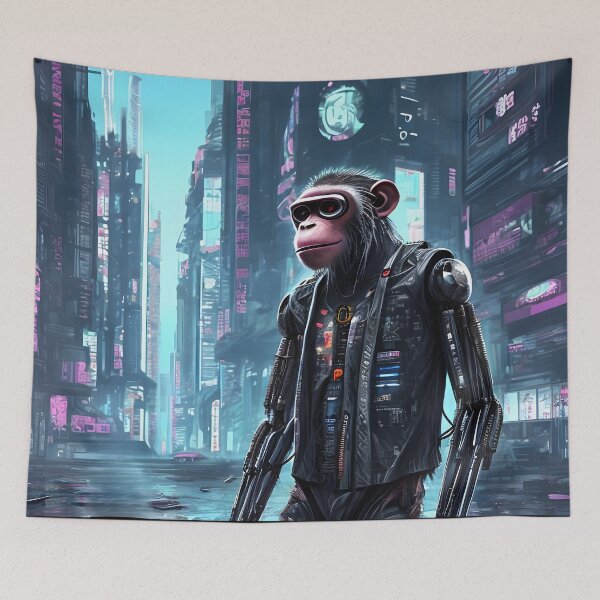 Item preview, Cyberpunk Monkey in a Futuristic City designed and sold by ArthurVandelay.