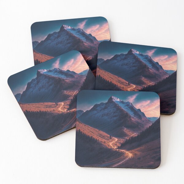 Item preview, A Panoramic View of a Mountain Road as It Winds Its Way Up the Steep Slopes, Offering a Unique Perspective of the Surrounding Peaks and Valleys, Ai Generated Art designed and sold by AiGens.