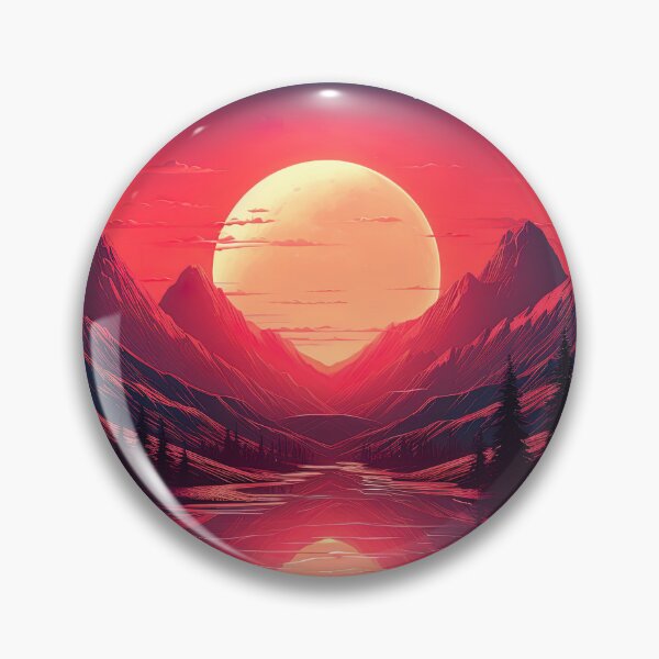 Item preview, A synthwave style sunset above the mountain in france designed and sold by artyficial-.