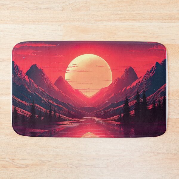 Item preview, A synthwave style sunset above the mountain in france designed and sold by artyficial-.