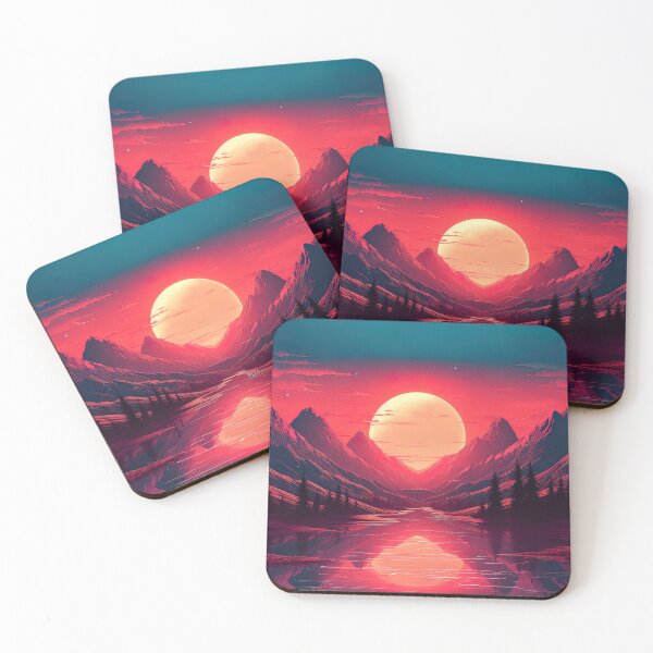 Item preview, A synthwave style sunset above the mountain in france designed and sold by artyficial-.