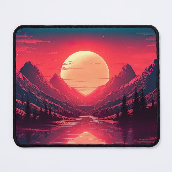 Item preview, A synthwave style sunset above the mountain in france designed and sold by artyficial-.