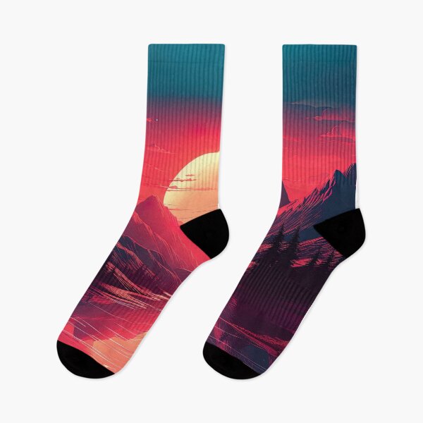 Item preview, A synthwave style sunset above the mountain in france designed and sold by artyficial-.