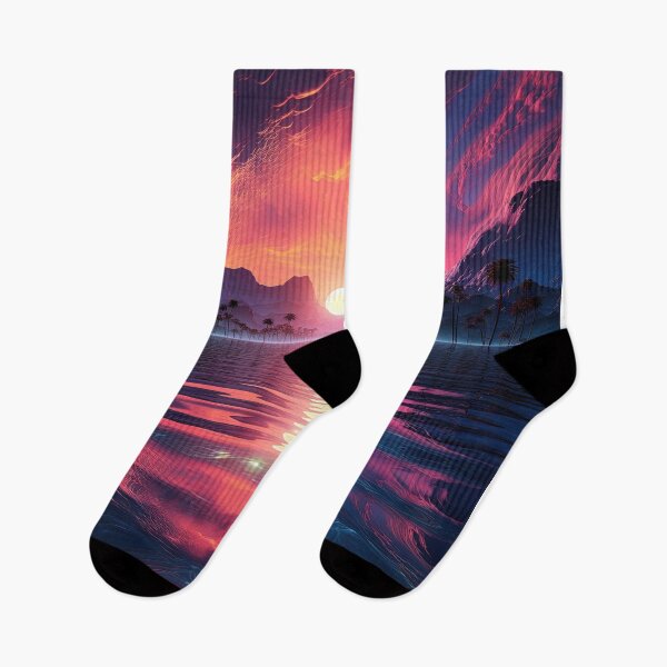 Item preview, A synthwave style sunset above the reflecting lake designed and sold by artyficial-.