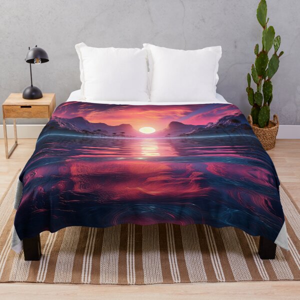Item preview, A synthwave style sunset above the reflecting lake designed and sold by artyficial-.