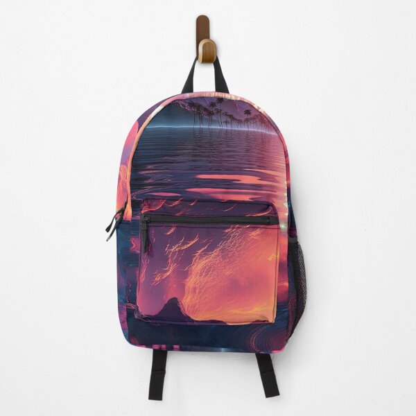 Item preview, A synthwave style sunset above the reflecting lake designed and sold by artyficial-.