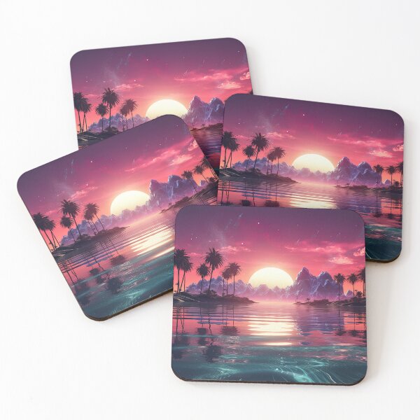 Item preview, A synthwave style sunset above the reflecting water designed and sold by artyficial-.