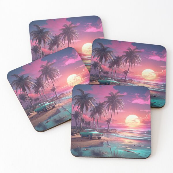 Item preview, a tranquil synthwave beach and a bar designed and sold by artyficial-.