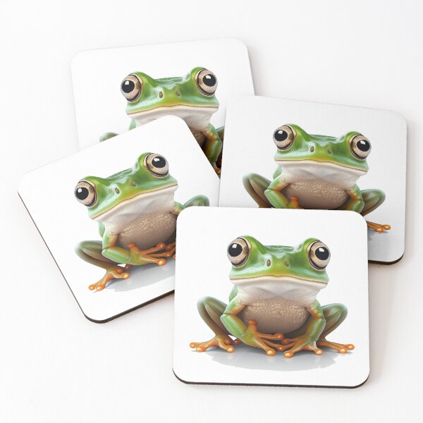 Item preview, A green frog crouching down and looking forward designed and sold by naturemenagerie.