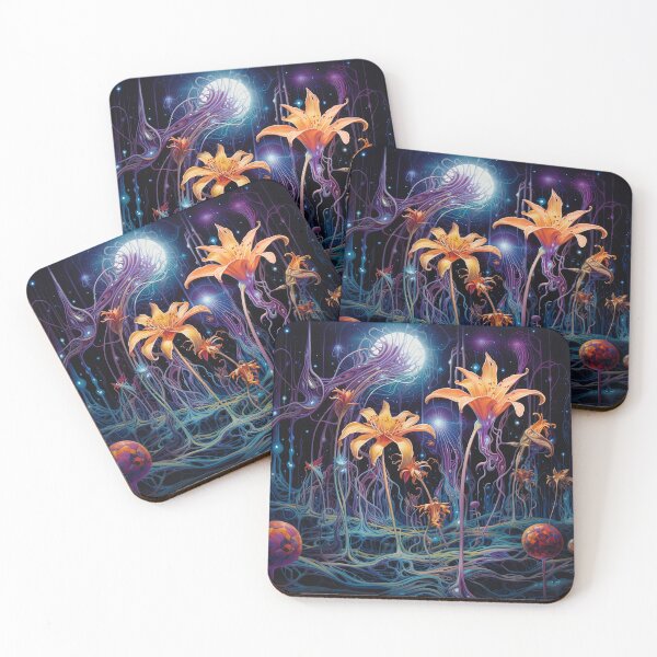 Item preview, Alien flora blooms in vibrant hues designed and sold by artyficial-.