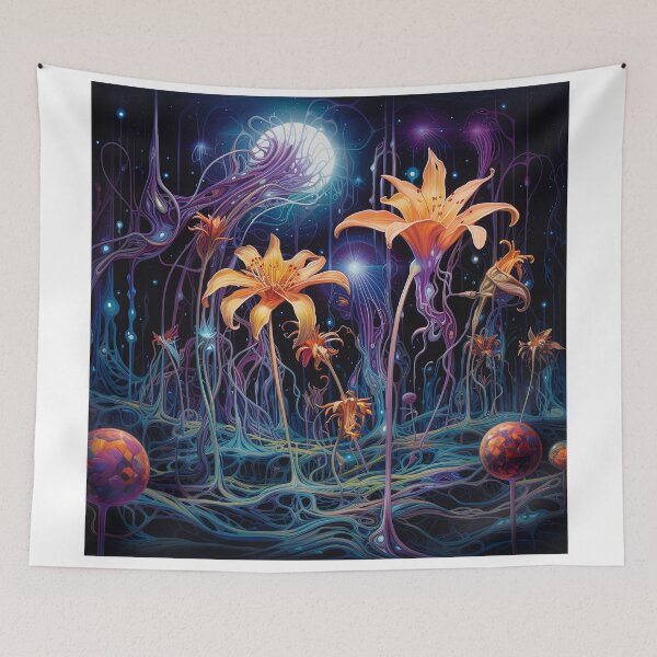 Item preview, Alien flora blooms in vibrant hues designed and sold by artyficial-.