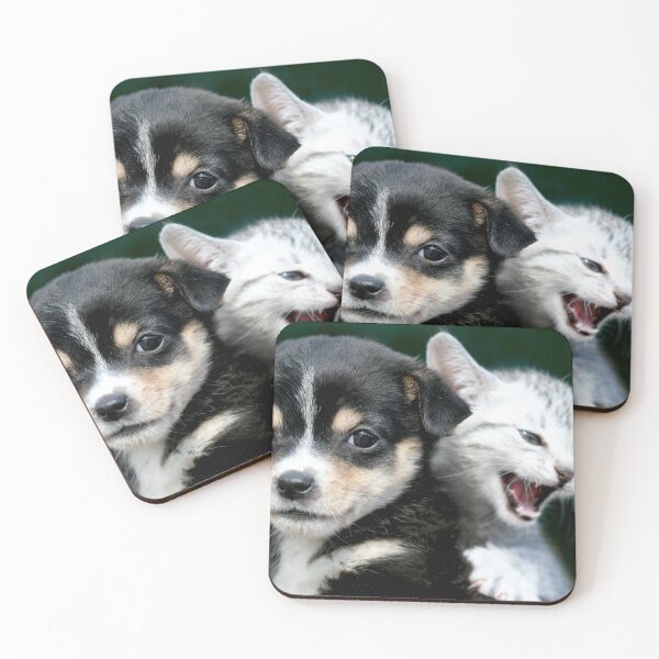 Item preview, Portrait of cute puppy and kitten designed and sold by olena2552.