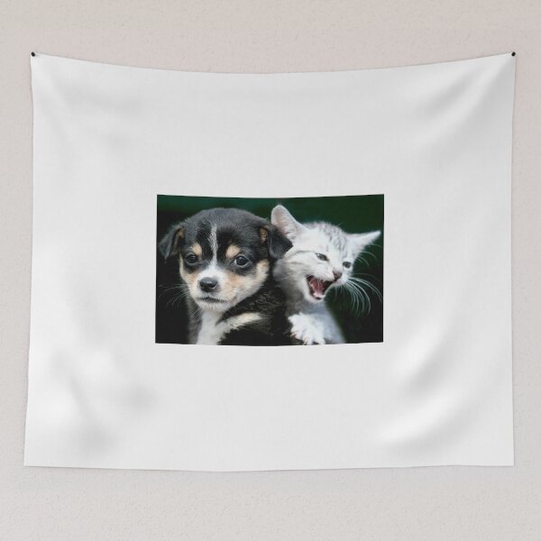 Item preview, Portrait of cute puppy and kitten designed and sold by olena2552.