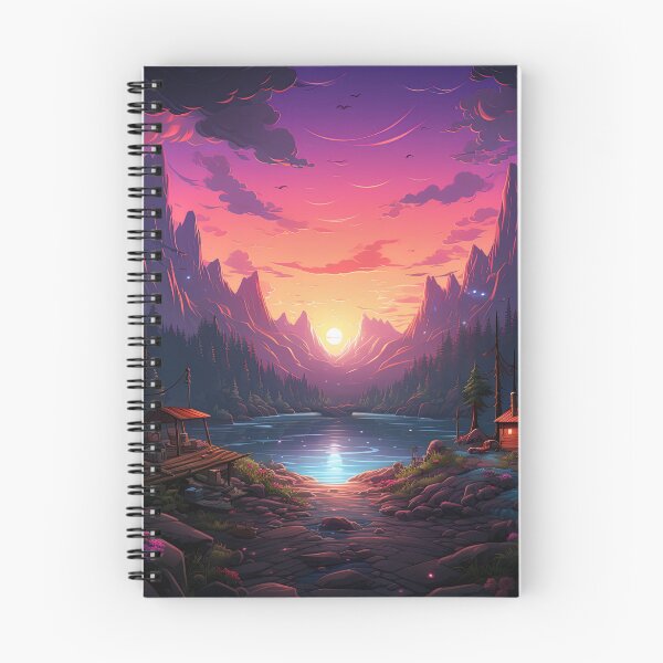 Item preview, sunset over cabines in the wood designed and sold by artyficial-.