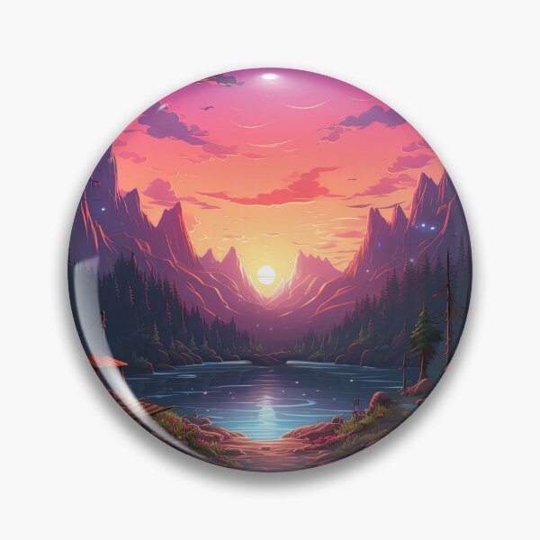 Item preview, sunset over cabines in the wood designed and sold by artyficial-.