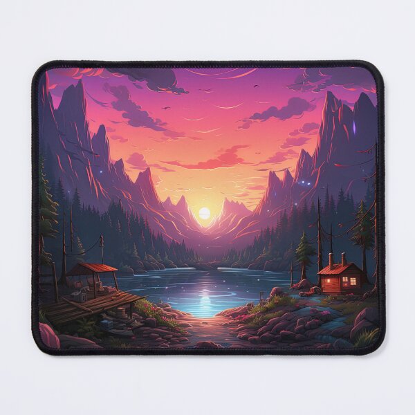 Item preview, sunset over cabines in the wood designed and sold by artyficial-.