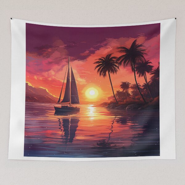 Item preview, synthwave Set sail at sunset as the golden hue designed and sold by artyficial-.