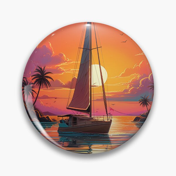 Item preview, synthwave Set sail at sunset ship designed and sold by artyficial-.