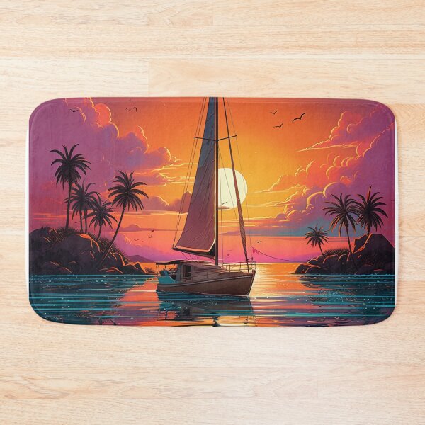 Item preview, synthwave Set sail at sunset ship designed and sold by artyficial-.