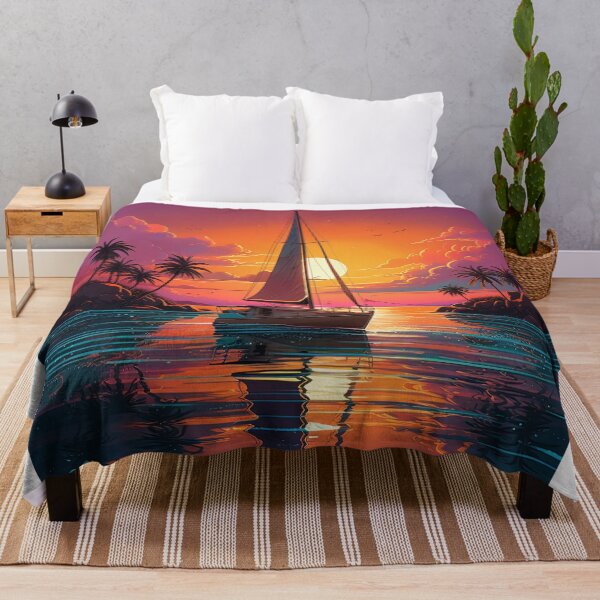Item preview, synthwave Set sail at sunset ship designed and sold by artyficial-.