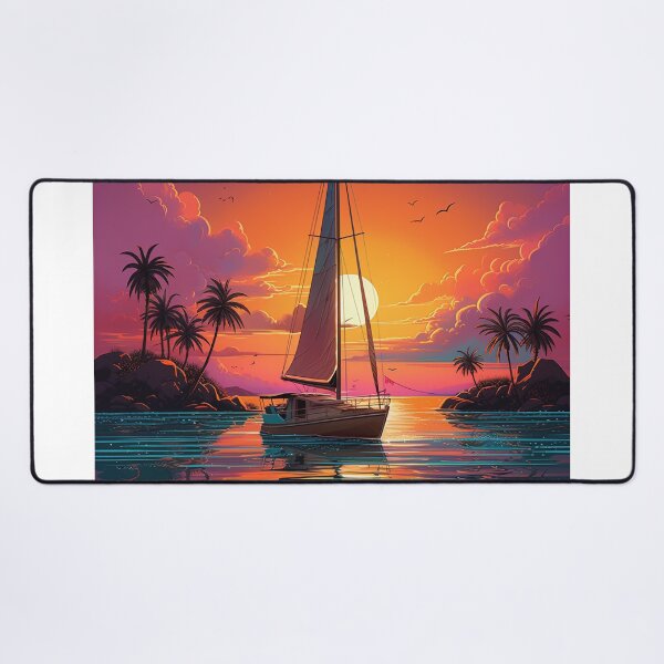 Item preview, synthwave Set sail at sunset ship designed and sold by artyficial-.
