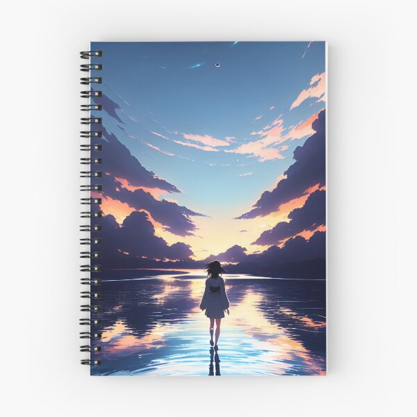 Item preview, Anime Girl Walking on Water, Ripples, Backdrop of Dawn designed and sold by ViralVibeLab.