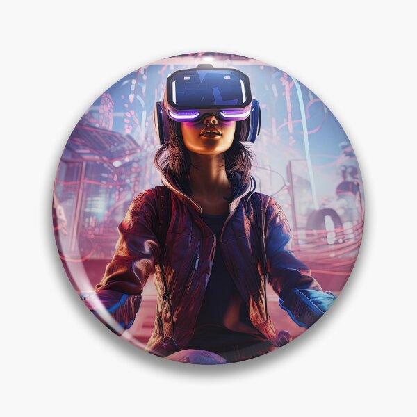 Item preview, synthwave virtual reality girl experiencing new life designed and sold by artyficial-.
