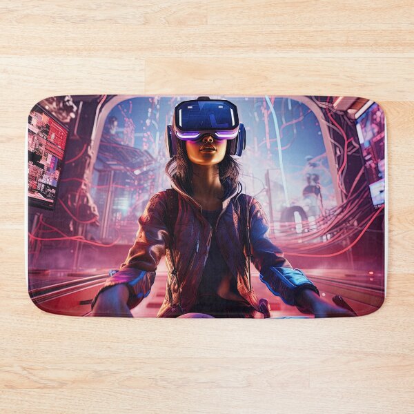 Item preview, synthwave virtual reality girl experiencing new life designed and sold by artyficial-.