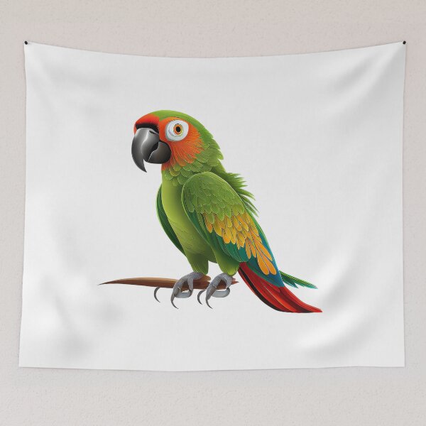 Item preview, A cheeky Parrot with green, red, yellow and blue feathers designed and sold by naturemenagerie.