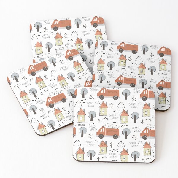 Item preview, Cute fire truck and houses pattern designed and sold by Annpattern.