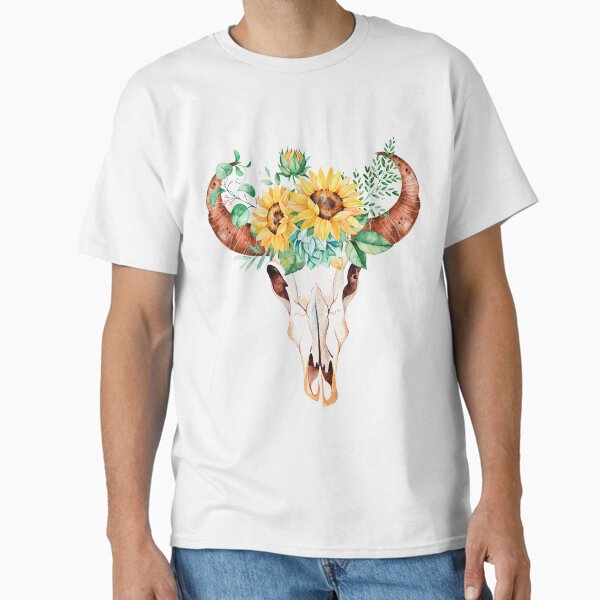 Item preview, Sunflower bouquet, bull skull, sunflower skull, sunflowers, watercolor, painted sunflowers designed and sold by SouthPrints.