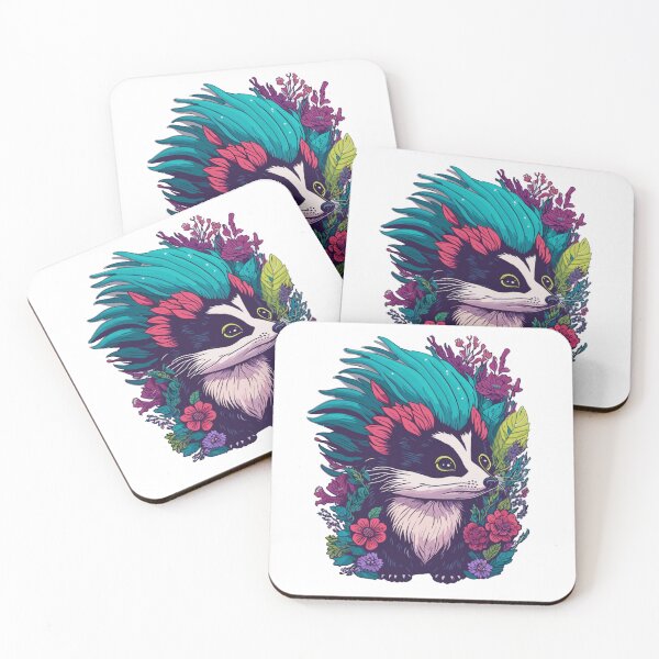 Item preview, Cute Skunk Cub with a Splash of Fantasy Flowers designed and sold by FocusChillax.