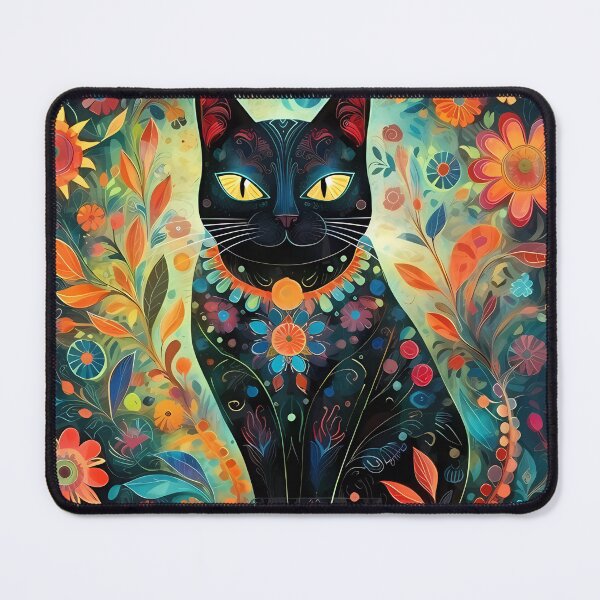 Item preview,  Black cat decorated with flowers designed and sold by VeronicArt85.