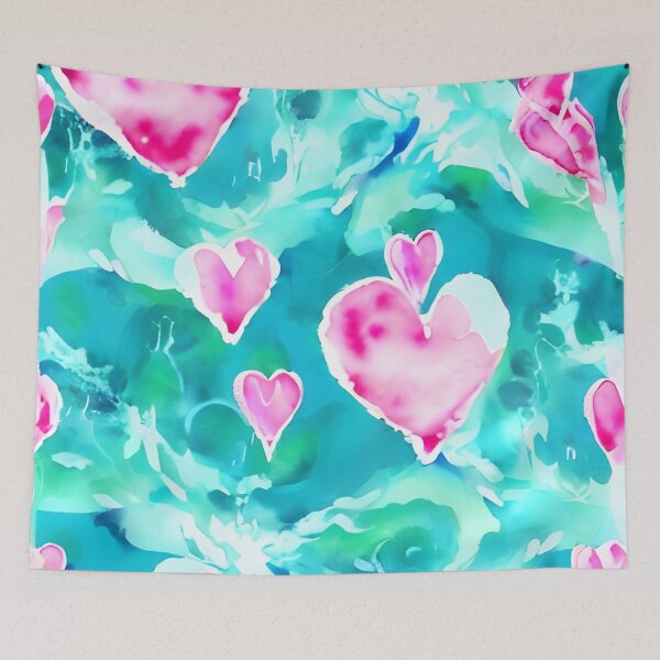 Item preview, Melting Hearts: Pink, Blue, and Teal Watercolored Inspired Print - New Original and Unique Art designed and sold by Bridie  OBrien.