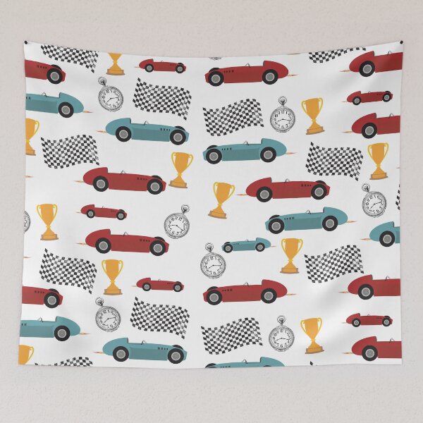 Item preview, Blue & Red Fast Retro Vintage Racing Cars designed and sold by idovedesign.