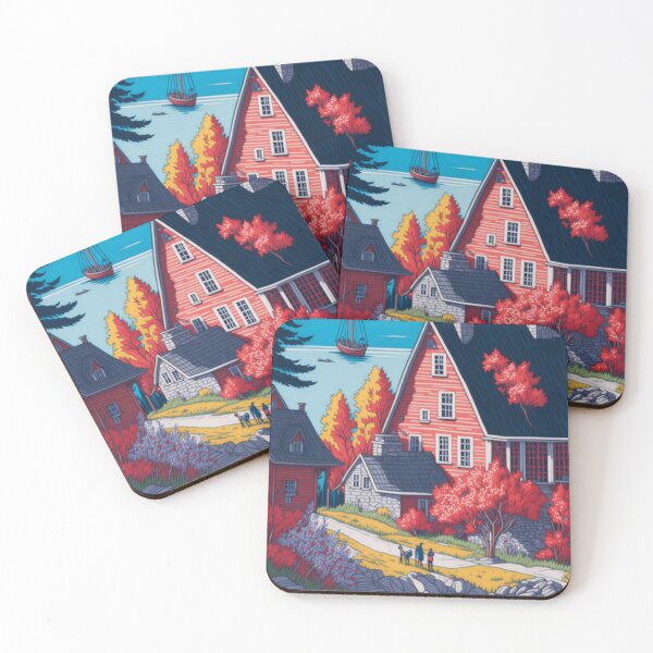 Item preview, Canadian Village Getaway: Colorful Landscape Drawing designed and sold by ViralVibeLab.