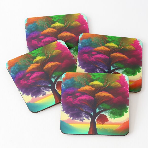 Item preview, Vibrant Quetzalcoatl's Forest: A Colorful Tree Symphony designed and sold by WhimsyRealm.