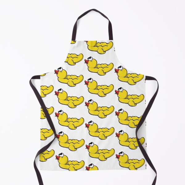 Item preview, squished yellow rubber bath duck illustration White designed and sold by monqey.
