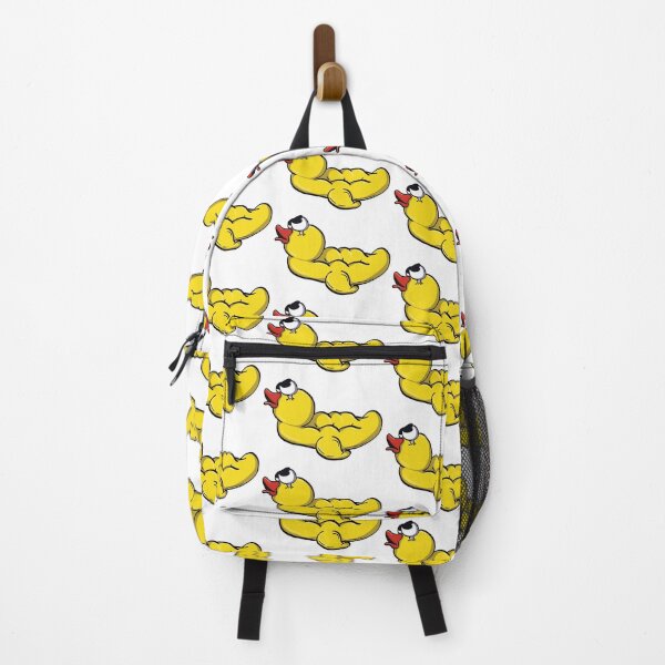 Item preview, squished yellow rubber bath duck illustration White designed and sold by monqey.