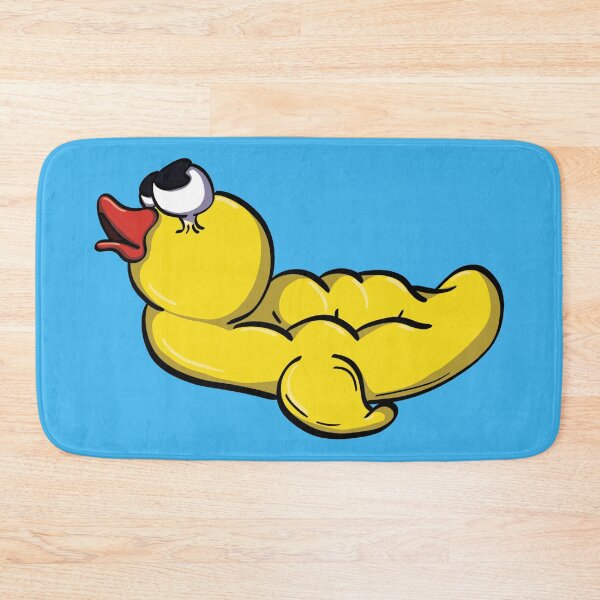Item preview, squished yellow rubber bath duck illustration Blue designed and sold by monqey.