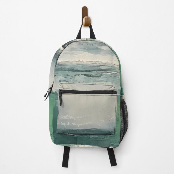 Item preview, Beach Abstract Painting Teal Green Grey Art designed and sold by ColorFlowArt.