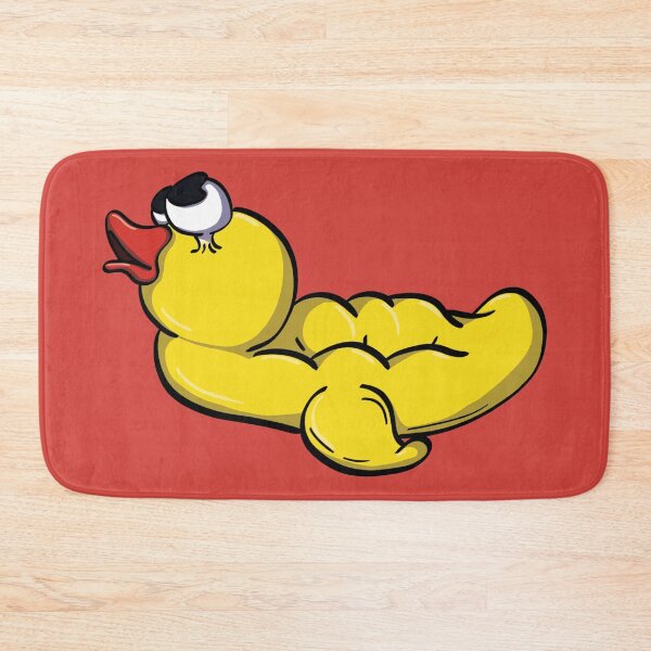 Item preview, squished yellow rubber bath duck illustration Red designed and sold by monqey.
