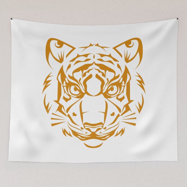 Item preview, Yellow tiger head line art  designed and sold by nickardi.