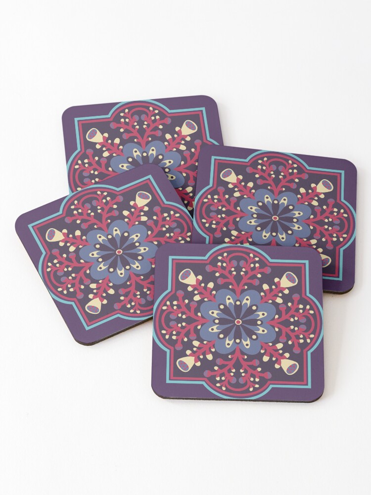 Thumbnail 1 of 5, Coasters (Set of 4), purple tile design designed and sold by istolar.