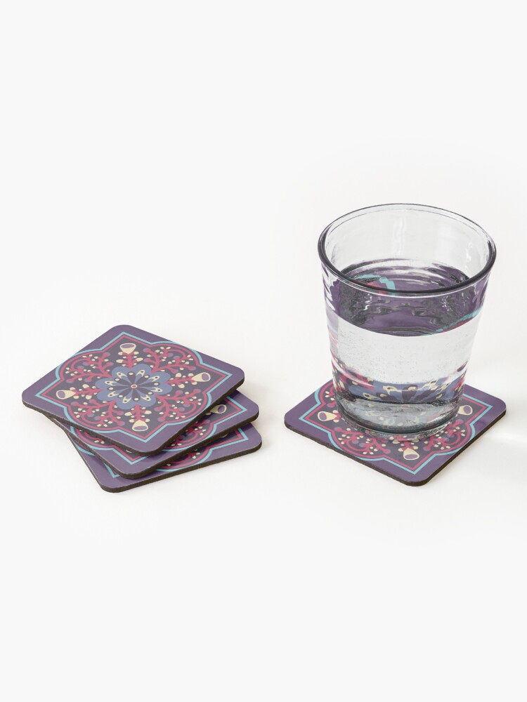 Thumbnail 2 of 5, Coasters (Set of 4), purple tile design designed and sold by istolar.