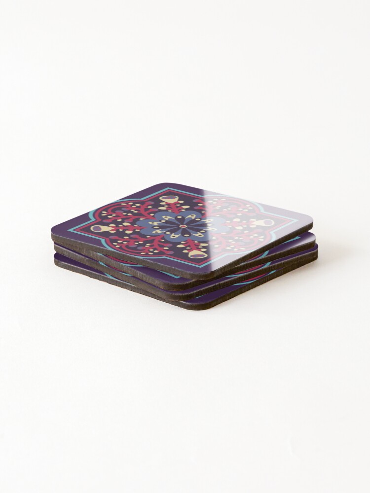 Thumbnail 4 of 5, Coasters (Set of 4), purple tile design designed and sold by istolar.